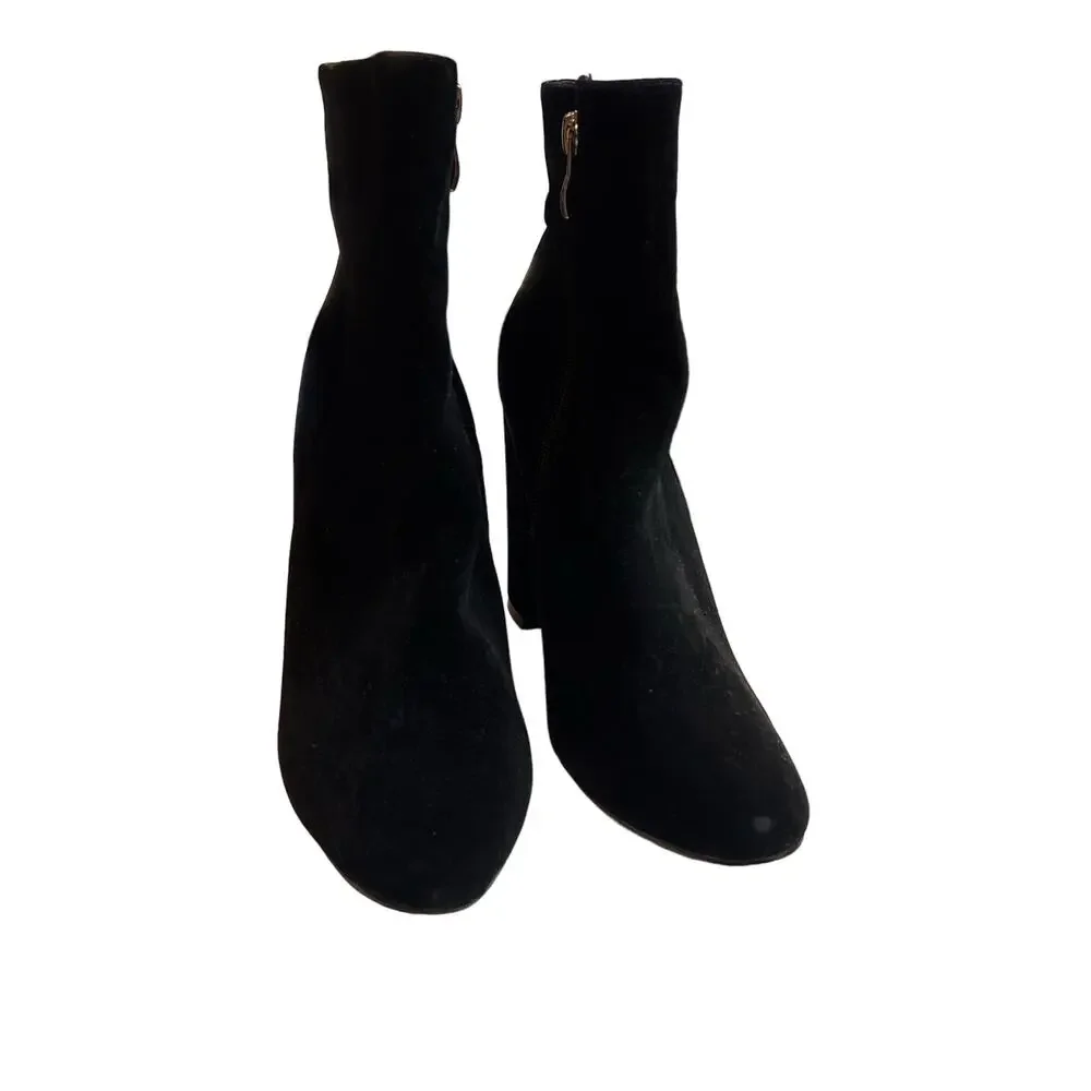 Black Suede Ankle Boots Size 5 Sofie Pretty Little Thing Block‎ Heel